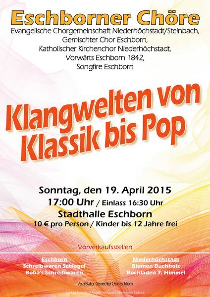 Klangwelten von Klassik bis Pop - Gemeinschaftskonzert der Eschborner Chöre 2015